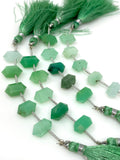5 Pcs Chrysoprase Double Terminated Beads, Hand Carved Chrysoprase Gemstone Fancy Shape Beads for Jewelry Making, 6x12mm