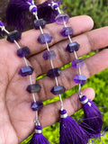 5 Pcs Amethyst Double Terminated Beads, Hand Carved Amethyst Gemstone Fancy Shape Beads for Wire Wrapping, 6x12mm
