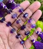 5 Pcs Amethyst Double Terminated Beads, Hand Carved Amethyst Gemstone Fancy Shape Beads for Wire Wrapping, 6x12mm