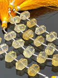 5 Pcs Citrine Double Terminated Beads, Hand Carved Citrine Gemstone Fancy Shape Beads for Jewelry Making, 6x12mm