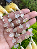 5 Pcs Yellow Rutile Quartz Double Terminated Beads, Hand Carved Yellow Rutile Gemstone Fancy Shape Beads, 6x12mm