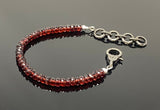 Natural Garnet Gemstone Bracelet, Pave Diamond Adjustable Bracelet, Garnet Jewelry, January Birthstone Jewelry
