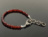 Natural Garnet Gemstone Bracelet, Pave Diamond Adjustable Bracelet, Garnet Jewelry, January Birthstone Jewelry