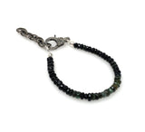 Natural Black Tourmaline Gemstone Bracelet, Pave Diamond Adjustable Bracelet, Black Tourmaline Protection Jewelry, October Birthstone