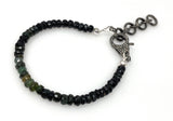 Natural Black Tourmaline Gemstone Bracelet, Pave Diamond Adjustable Bracelet, Black Tourmaline Protection Jewelry, October Birthstone