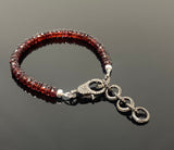 Natural Garnet Gemstone Bracelet, Pave Diamond Adjustable Bracelet, Garnet Jewelry, January Birthstone Jewelry