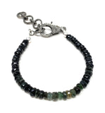 Natural Black Tourmaline Gemstone Bracelet, Pave Diamond Adjustable Bracelet, Black Tourmaline Protection Jewelry, October Birthstone