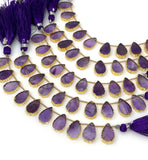 10 Pcs Purple Amethsyt Electroplated Slice Beads, Amethsyt Gemstone Wholesale Beads 14x9mm - 15x9.5mm