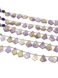 10 Pcs Ametrine Faceted Fancy Slice Beads, Ametrine Gemstone Beads for Jewelry Making, 15x12mm - 20x14mm