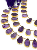 10 Pcs Purple Amethsyt Electroplated Slice Beads, Amethsyt Gemstone Wholesale Beads 14x9mm - 15x9.5mm