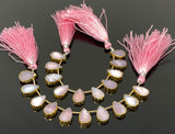 10 Pcs Pink Opal Electroplated Slice Beads, Pink Opal Gemstone Wholesale Beads 14x9mm - 15x10mm