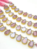 10 Pcs Pink Opal Electroplated Slice Beads, Pink Opal Gemstone Wholesale Beads 14x9mm - 15x10mm