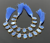 10 Pcs Blue Opal Electroplated Slice Beads, Blue Opal Gemstone Wholesale Beads 14x9mm - 15x10mm