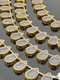 10 Pcs Natural Crystal Quartz Gold Electroplated Slice Beads, Crystal Quartz Gemstone Wholesale Beads 14x9mm - 15x10mm