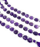 10 Pcs Amethsyt Carved Gemstone Beads, African Amethsyt Flower Carving Heart Shape Beads for Jewelry Making, 11mm - 12mm