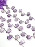 10 Pcs Amethsyt Carved Gemstone Beads, Amethsyt Flower Carving Pear Shape Beads for Jewelry Making, 14x10mm