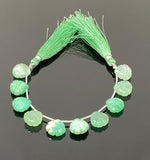 10 Pcs Chrysoprase Carved Gemstone Beads, Natural Chrysoprase Flower Carving Heart Shape Beads for Jewelry Making, 11.5mm - 12mm