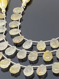 10 Pcs Golden Rutile Carved Gemstone Beads, Golden Yellow Rutilated Quartz Flower Carving Beads for Jewelry Making, 14x10mm - 14.5x10mm