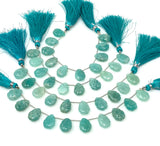 10 Pcs Amazonite Carved Gemstone Beads, Peruvian Amazonite Flower Carving Pear Shape Beads for Jewelry Making, 13x9mm - 14x10mm