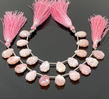 10 Pcs Pink Opal Carved Gemstone Beads, Pink Opal Flower Carving Pear Shape Beads for Jewelry Making, 14x10mm