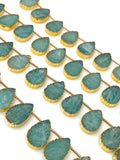 10 Pcs Amazonite Electroplated Slice Beads, Peruvian Amazonite Gemstone Wholesale Beads 14x9mm - 15x10mm