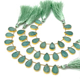 10 Pcs Amazonite Electroplated Slice Beads, Peruvian Amazonite Gemstone Wholesale Beads 14x9mm - 15x10mm