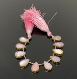 10 Pcs Pink Opal Electroplated Slice Beads, Pink Opal Gemstone Wholesale Beads 14x9mm - 15x10mm