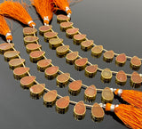 10 Pcs Carnelian Electroplated Slice Beads, Natural Carnelian Gemstone Wholesale Beads 14x9mm - 15x10mm