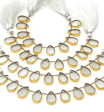 10 Pcs Natural Crystal Quartz Gold Electroplated Slice Beads, Crystal Quartz Gemstone Wholesale Beads 14x9mm - 15x10mm