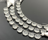 10 Pcs Clear Quartz Carved Gemstone Beads, Clear Quartz Flower Carving Heart Shape Beads for Jewelry Making, 12x12mm