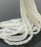 16” Rainbow Moonstone Square Heishi Beads, Blue Flash Rainbow Moonstone Gemstone Tyre Beads, Jewelry Supplies, Wholesale Bulk Beads