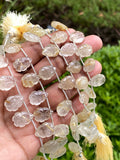 10 Pcs Golden Rutile Carved Gemstone Beads, Golden Yellow Rutilated Quartz Flower Carving Beads for Jewelry Making, 14x10mm - 14.5x10mm