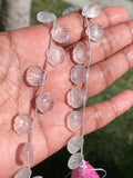 12mm Rose Quartz Carved Gemstone Beads, Rose Quartz Shell Shape Carved Briolette Beads for Jewelry Making, 10 Pcs