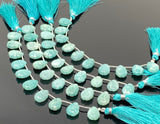 10 Pcs Amazonite Carved Gemstone Beads, Peruvian Amazonite Flower Carving Pear Shape Beads for Jewelry Making, 13x9mm - 14x10mm