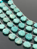 10 Pcs Amazonite Carved Gemstone Beads, Peruvian Amazonite Flower Carving Heart Shape Beads for Jewelry Making, 12x12mm