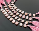 10 Pcs Pink Opal Carved Gemstone Beads, Pink Opal Flower Carving Pear Shape Beads for Jewelry Making, 14x10mm