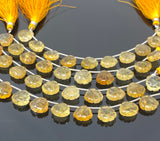 Citrine Carved Gemstone Beads, Citrine Flower Carving Heart Shape Beads for Jewelry Making, 12x12mm