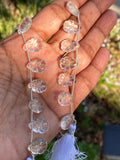 10 Pcs Clear Quartz Carved Gemstone Beads, Clear Quartz Flower Carving Pear Shape Beads for Jewelry Making, 13x9mm - 14x10mm