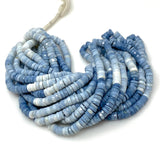 16” Blue Opal Faceted Heishi Beads, Shaded Blue Opal Tyre Shape Gemstone Beads, Bulk Wholesale Beads, Blue Opal Beads