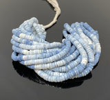 16” Blue Opal Faceted Heishi Beads, Shaded Blue Opal Tyre Shape Gemstone Beads, Bulk Wholesale Beads, Blue Opal Beads