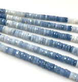 16” Blue Opal Faceted Heishi Beads, Shaded Blue Opal Tyre Shape Gemstone Beads, Bulk Wholesale Beads, Blue Opal Beads