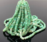 16” Natural Chrysoprase Faceted Heishi Beads, Chrysoprase Tyre Shape Gemstone Beads, Bulk Wholesale Beads, 6.5mm - 7mm