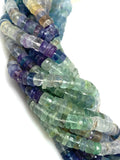 16” Natural Multi Fluorite Faceted Heishi Gemstone Beads, Fluorite Tyre Shape Disc Beads , Wholesale Bulk Beads, 6mm - 7mm