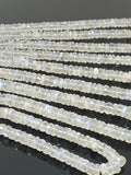 Rainbow Moonstone Heishi Beads, Blue Flash Rainbow Moonstone Gemstone Faceted Tyre Beads, Jewelry Supplies, Wholesale Bulk Beads, 16” Strand