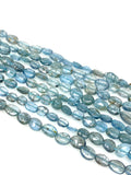 15” Rare Santa Maria Aquamarine Gemstone Beads, Aquamarine Oval Nugget Smooth Beads, Bulk Wholesale Beads, 4x3mm - 8x6mm