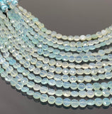 Aqua Chalcedony Faceted Coin Beads, Gemstone Beads, Jewelry Supplies Wholesale Bulk Beads, 6mm -6.5mm, 8" Strand