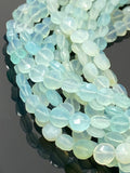 Aqua Chalcedony Faceted Coin Beads, Gemstone Beads, Jewelry Supplies Wholesale Bulk Beads, 6mm -6.5mm, 8" Strand