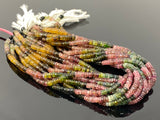 14.5" Natural Tourmaline Gemstone Beads, Watermelon Color Tourmaline Beads, Jewelry Supplies, Wholesale Beads, Faceted Heishi Beads