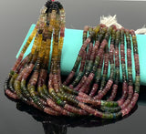 14.5" Natural Tourmaline Gemstone Beads, Watermelon Color Tourmaline Beads, Jewelry Supplies, Wholesale Beads, Faceted Heishi Beads