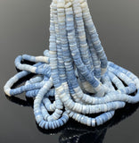 16” Blue Opal Faceted Heishi Beads, Shaded Blue Opal Tyre Shape Gemstone Beads, Bulk Wholesale Beads, Blue Opal Beads
